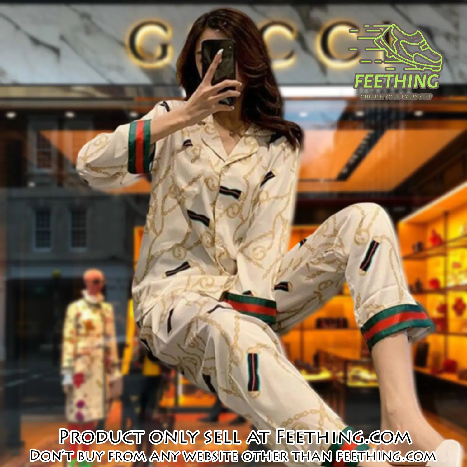 Trending luxury fashion gucci satin pajama set pjs1047 ft5918421